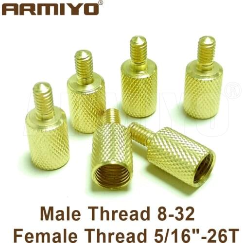 Armiyo 2pcs/lot Solid Brass Cleaning Gun Brush Rod Adapter Male Thread 8-32 Female Thread 5/16"-26T Hunting Cleaner Accessories
