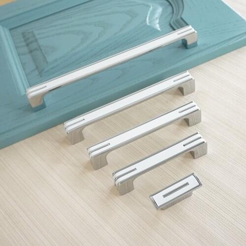 1.26" 3.75" 5" 6.3" 8.8" White Square Door Pull Handles Cabinet Drawer Handles Wardrobe Bookcase Handle Simple Metal Hardware