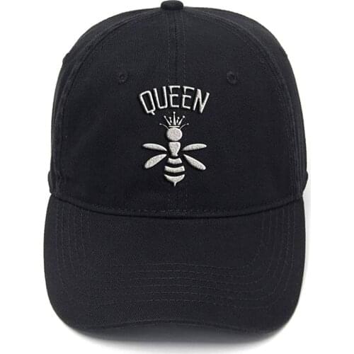 Lyprerazy Queen Bee Washed Cotton Adjustable Men Women Unisex Hip Hop Cool Flock Printing Baseball Cap