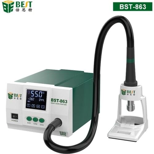 BST-863 Lead-Free Hot Air Gun Soldering Station LCD Display Touch Screen Constant Temperature Heat Gun Desoldering Station 1200W