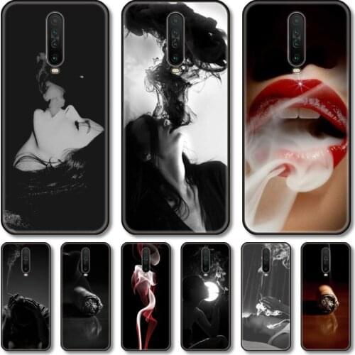 Smoke lady Phone Case For XiaoMi Redmi Note 10S 9S 8 7 6 T Pro Black Cover Silicone Back TPU