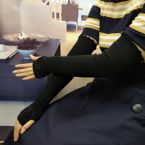 Black punk sweater sequines Sexy Disco dance costume party fingerless long gloves retail