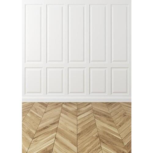 White Wall Wooden Floor Photo Background Computer Printed Backdrop for Portrait Children Baby Pets Photobooth Photography Props