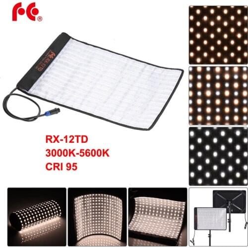 FalconEyes LED Flexible Panel RX-12TD Video light Dimmable 3000K - 5600K CRI95 280pcs Rollable Cloth Light with LCD Touch Screen