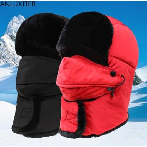H7172 Winter New Bomber Hat Men Female Ear Protection Face Thickening Cotton Cap Women Plus Velvet Warm Cycling Windproof Hats
