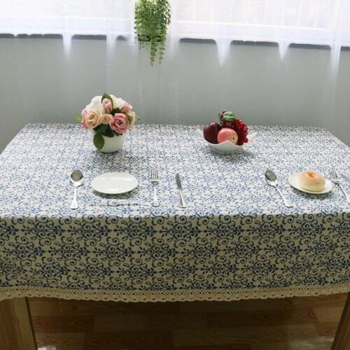 Chinese classical blue and white porcelain Rectangular minimalist living room tablecloth, printed tablecloth, coffee table cloth
