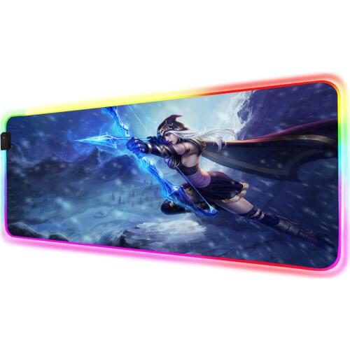XGZ League of Legends RGB Mouse Pad Black Gamer Accessories Large LED MousePad Gaming Desk Mat PC Desk Play Mat with Backlit LOL