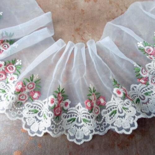100cm Lace Edge Trim Ribbon Wedding Applique Flower Sewing Embroidered DIY Craft