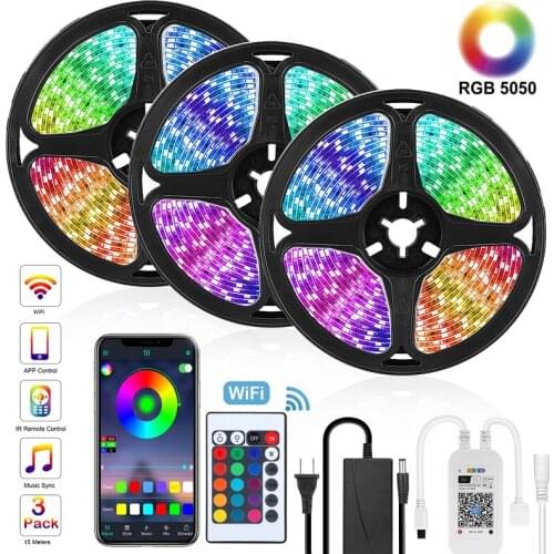 RGB LED Strip Light 12V LED Lights Strip Ribbon RGB Tape Flexible Diode Tape with WiFi for Room TV Backlight Bluetooth