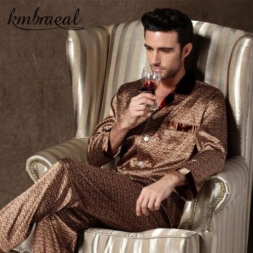 Mens Designer Pajamas for Men Nightwear Long Sleeve Sleep Tops Trousers Thin Ice Silk Pajama Sleepwear Pijama Set Plus Size 3xl