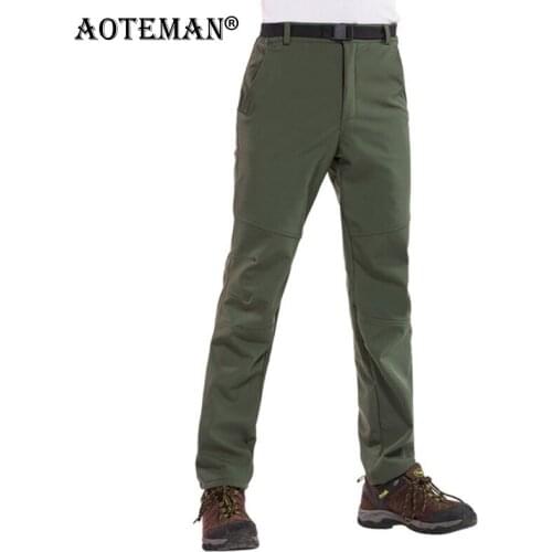 Men Winter Pants Fleece Warm Male Trousers Men Waterproof Windproof Pant Fashion 2021 Solid Thick Sports Outdoor Sweatpant LM329