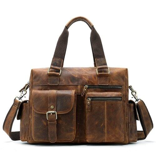 Mens briefcase leather laptop bag men shoulder bag male briefcases handbags office bags for men business porte document