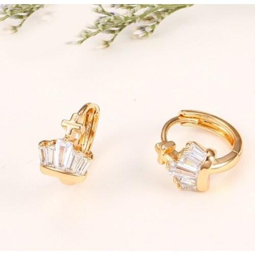 MxGxFam Fashion CZ Crown Hoop Earrings For Women Gold-Color AAA+ Cubic Zircon for Factory Directly Sale