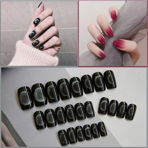 24pcs detachable False Nail Artificial Tips Set Full Cover for Short Decoration Press On Nails Art Fake Extension Tips With Glue