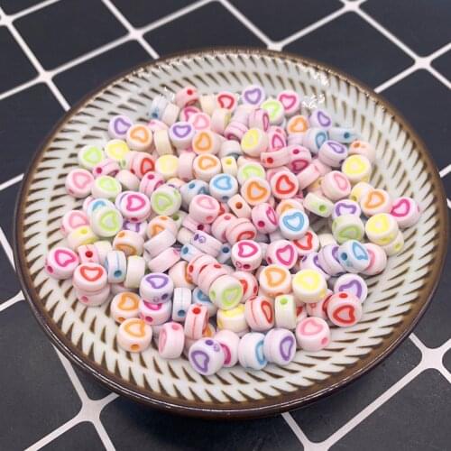 New 100pcs /lot 6mm Acrylic Spaced Beads Round Shape Love Heart For DIY Jewelry Making Handmade Bracelet#02