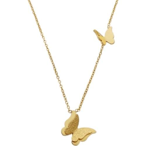 316L Stainless Steel Titanium Steel Colorless Butterfly Necklace Short Female Clavicle Neck Bone Chain Cold Wind Lady Necklace