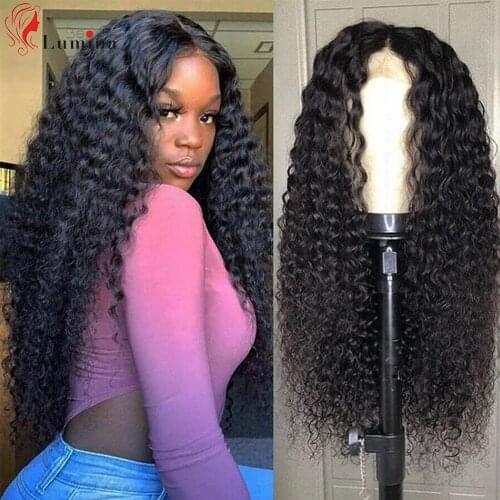 4x4 Lace Closure Human Hair Wig Deep Wave Human Hair Wig With Baby Hair 180 Density Remy Hair Deep Curly Wig Beauty Lumina Hair