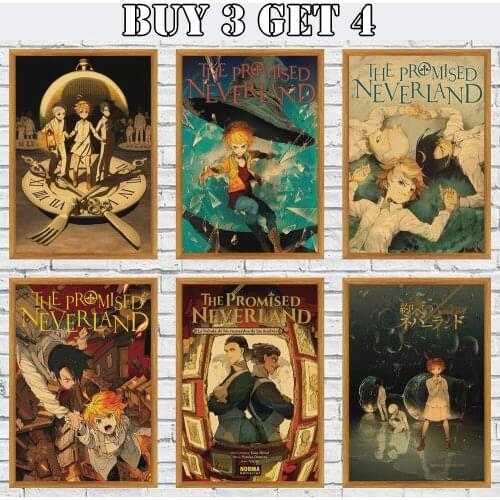 The Promised Neverland Retro Kraft Paper Posters Anime Poster Wall Sticker Living Room Home Bar Cafe Decor