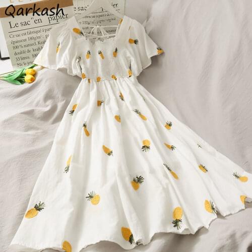 Short Sleeve Dress Women Lovely Japanese Style Lovely Slim Empire Korean Print Casual College Trendy Draped Simple Elegant Ins