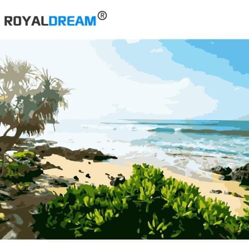 ROYALDREAM Sunny coast Diy digital painting by digital modern wall art pictures for the home wall art works
