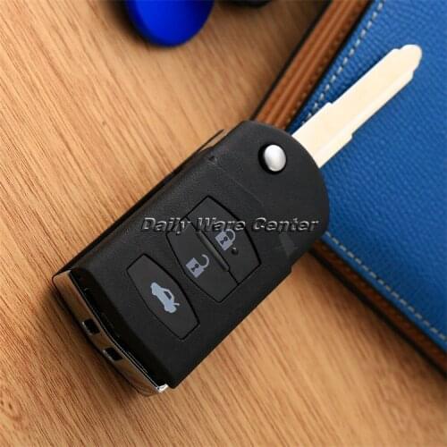 Folding Car Key Shell For MAZDA 2 3 5 6 RX8 MX5 Flip Remote Key Black Fob Case Cover 3 Buttons Key Keyless Entry Key Fob