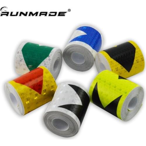 Runmade 3M*5CM Arrow Reflective Safety Caution Warning Reflective Adhesive Tape Sticker For Truck Motorcycle Bicycle Car Styling
