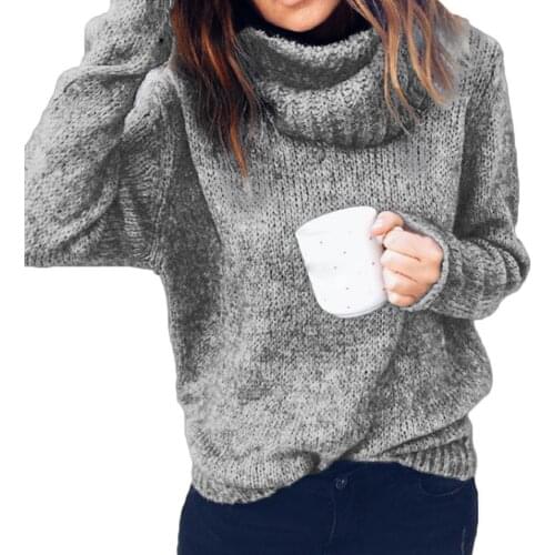 Women Autumn Solid Color Turtle Neck Long Sleeve Knitted Sweater Pullover Jumper fashion Harajuku oversized sweater Pullovers