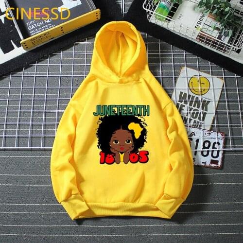 1865 juneteenth little black girl print black lives matter hoodies cute melanin gilrs winter clothes sweatshirt teen coat hoody