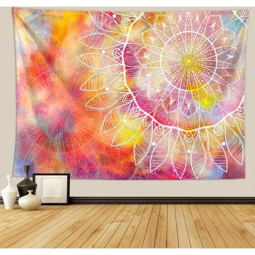 Bright Color Mandala Flower Indian Tapestry for Livingroom Photography Wall Decor