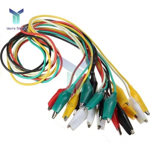 10Pcs 5 Color Belt Wire Alligator Clips Electronic DIY Sheath Electric Clip Power Supply Test Lead Cable Double-headed Test Clip