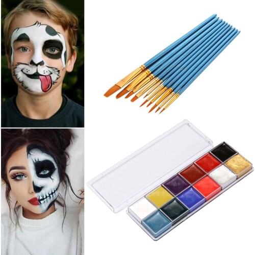 12 Colors Face Body Paint Palette Kit Halloween Christmas Dress Party Fancy Body Art Makeup Pigment Body Painting Beauty Makeup