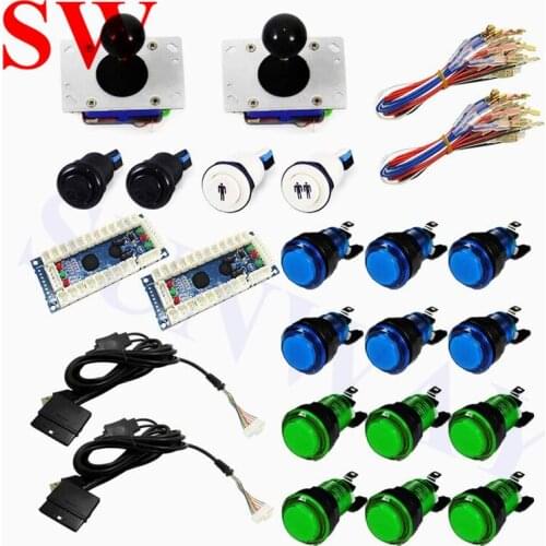 2 player Arcade DIY kit USB PS3 for PC / MAC MAME Jamma fighting game machine Arcade USB Encoder Play Station PC joystick LED