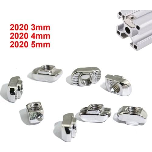 2020 Aluminum Profile with Slot Groove M3 M4 M5 Nickel Plated T Bolt Hammer Head Nut 20 50 100PCS