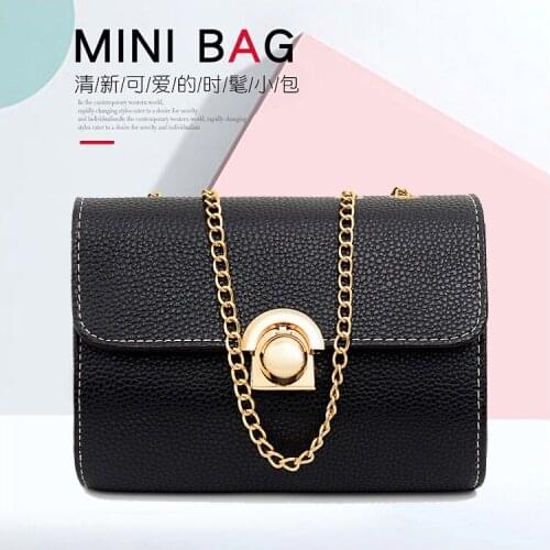 2021 New Korean Version of The Small Square Bag PU Leather Fashion Lychee Pattern Solid Color Messenger Bag Diagonal Bags
