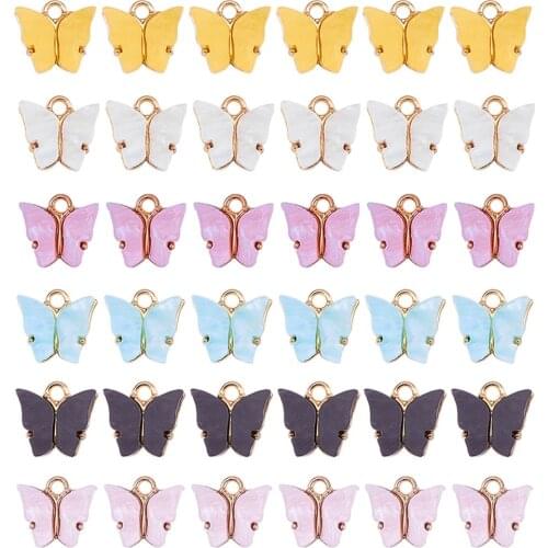 30Pcs Butterfly Acrylic Charms For Jewelry Making Pendant NecklaceEarrings DIY Handmade Accessories12.2x14.2x3.2mm