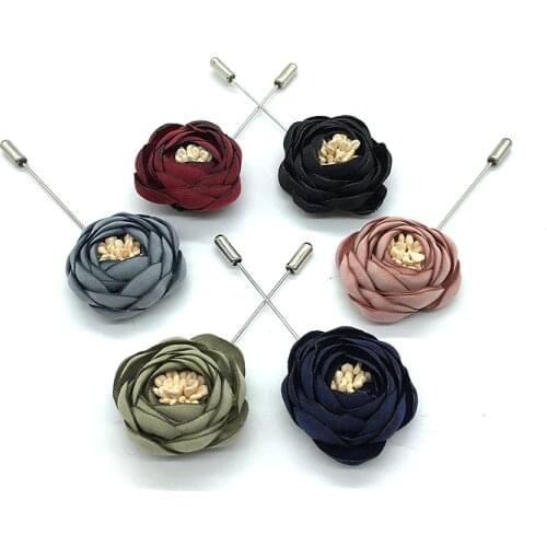 Retail&Wholesale Flower Fabric Brooches Pins Muslim Hijab Pins Wedding Jewelry For Women Men Lapel Pins Mix Color