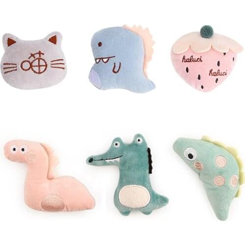 6Pcs Cute Dinosaur Plush Cat Toy Crocodile Pet Toy Kangaroo Animal Cat Mint Toys
