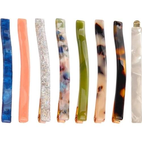 8PCS New Fashion Alligator Hair Clip Rectangle Women Girls Hairpin Hair Cutting Tools Color Acrylic Barrette