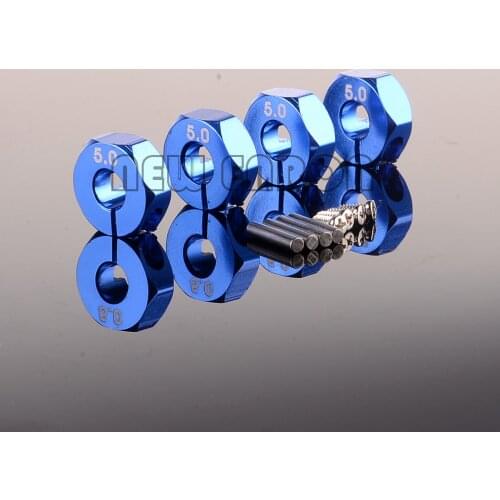 Aluminum 4Pc 5.0 Wheel Hex 12mm Drive Hubs 5MM Thickness With Pins Screws For RC Car Crawler Trucks HSP HPI Tamiya Traxxas Slash