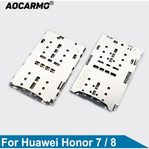 Aocarmo For Huawei Honor 7/8 SIM card Socket Reader Holder Slot Sim Card Tray Socket Reader Repair Parts