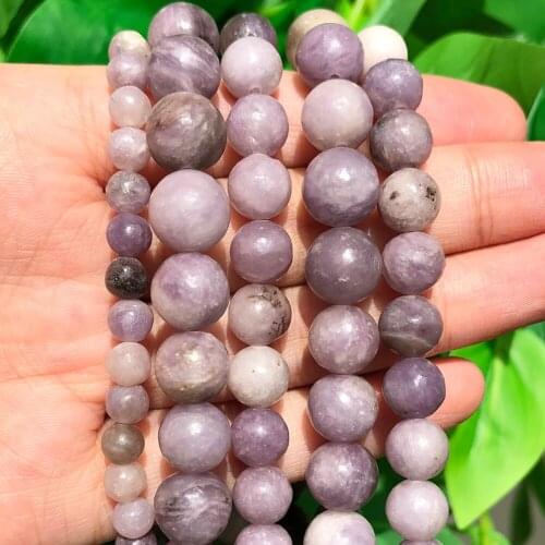 Natural Stone Beads Violet Lilac Jaspers Round Loose Purple Minerals Beads for Jewelry Making DIY Bracelet Necklace Accessories