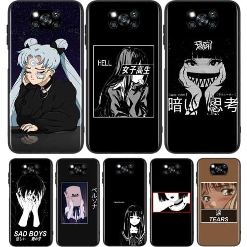 Sad Japanese Anime Aesthetic For Xiaomi Poco X3 NFC M2 X2 F2 C3 M3 Pocophone F1 Pro Mi Play Mix 3 A2 A1 6 5 lite Phone Case