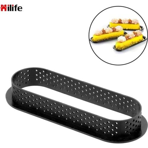 Cake Mold 1PCS Tart Ring Mold French Dessert Bakeware Cutter Round Heart Square Shape Baking Mould Perforated Mousse Circle