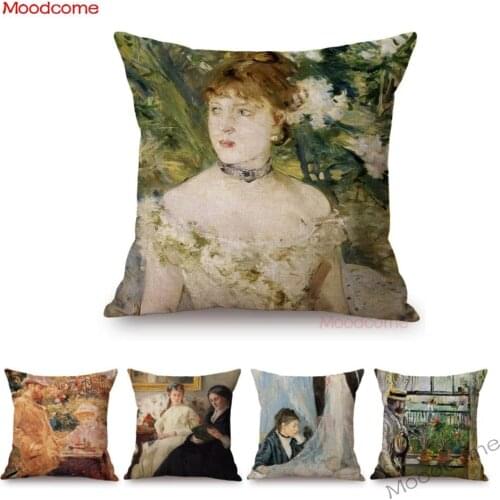 French Female Impressionist Painter Berthe Morisot The Craddle Gallery Oil Painting Throw Pillow Case Sofa Linen Cushion Cover