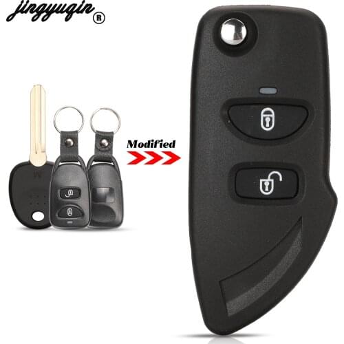 Jingyuqin 2 Buttons Modified For Hyundai Santa Fe 2006-2012 Fit KIA Fob Smart Remote Car Key Shell Case With Uncut Right Blade