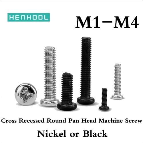 Cross Recessed Round Pan Head Machine lengthen Screw Nickel plated Black Electronic screw M1M1.2M1.4M1.6M1.7M2M2.5M2.6M3M3.5M4