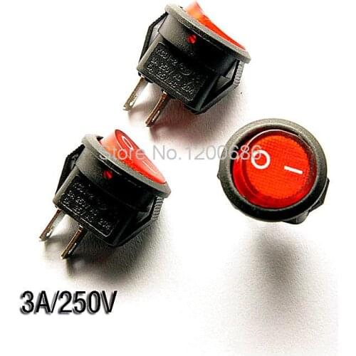 Small round - shaped switch red 2 foot 2 files rocker switch 3A / 250V 6A / 125V