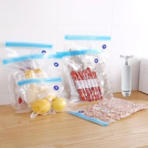 2Pcs Reusable Food Vacuum Sealed Bag Handheld Sealing Packaging Machine Kitchen Zip Lock Eco Friendly Storage Bag and Pump