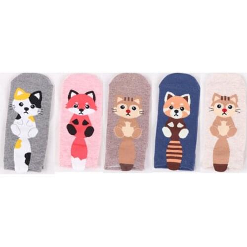 Fashion cartoon animal boat socks cat men and women couple socks cotton socks manufacturers