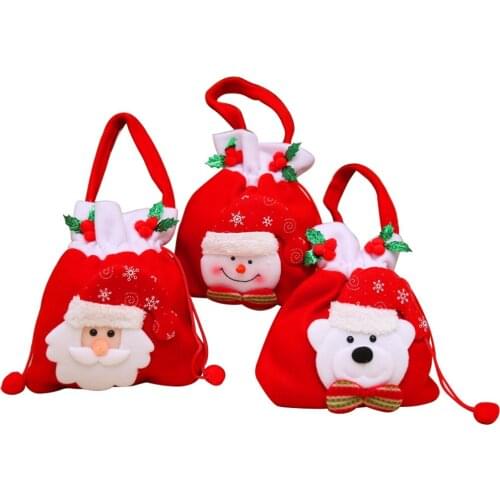 Fashion Cute Christmas Party Gift Santa Claus Snowman Bear Handbag Xmas Santa Claus Snowman Candy Gifts Bag
